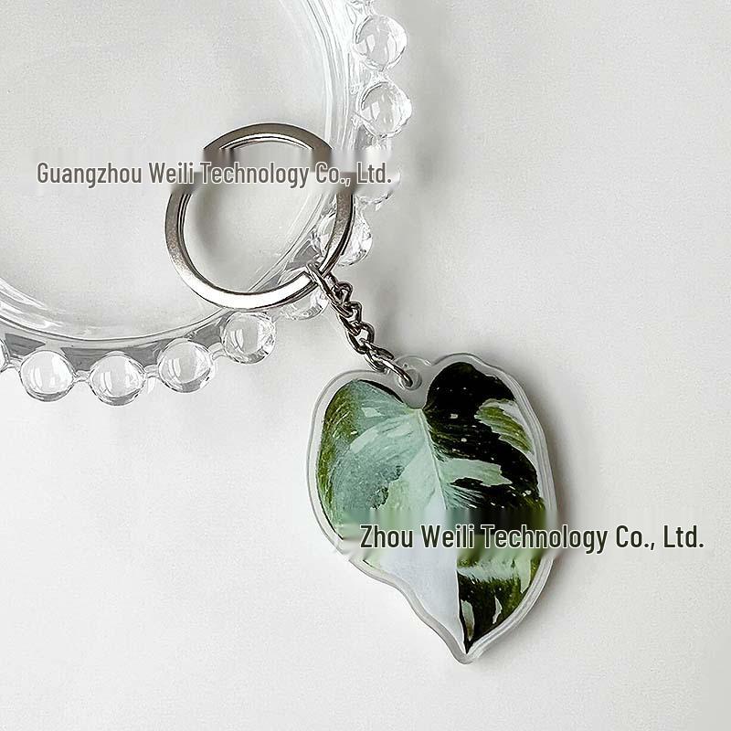 Creative Acrylic Leaf Keychain Earphone Bag Pendant Ornament