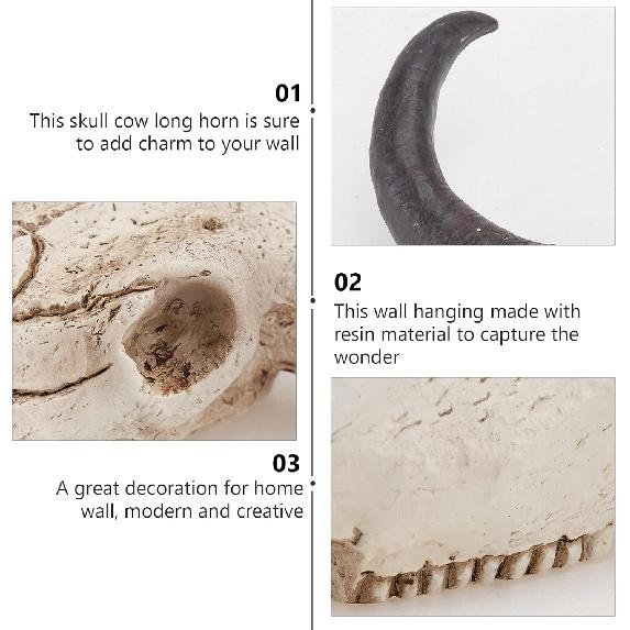 SEWACC Skull Decor Halloween Decor Cow Skull Wall Decor Resin Animal Wall Decors Hanging Pendant Crafts Ornaments Creative Halloween