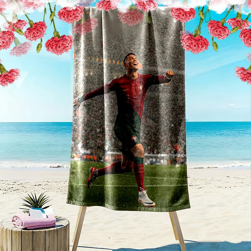 Asciugamano da Spiaggia con Stampa C Ronaldo, Asciugamano Grande Morbido ad Asciugatura Rapida per Spiaggia Campeggio Nuoto