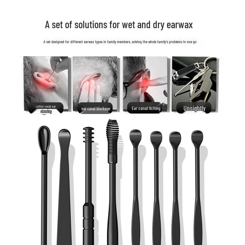 Tragbares 3-teiliges Set aus Edelstahl-Ohrenschmalzentferner & Zahnstocher