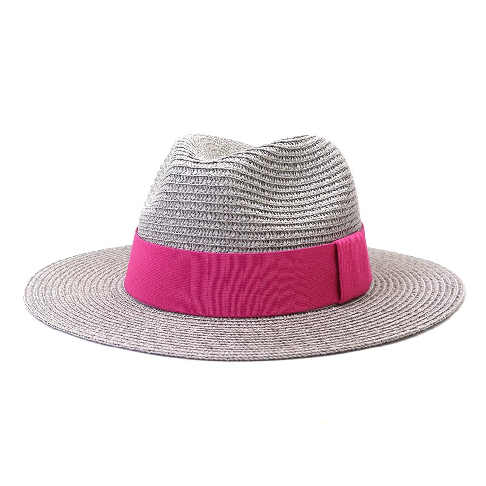 2022 New Summer Straw Sun Hat For Women Fashion Wide Side Panama Cap Outdoor Beach Holiday Jazz Fedora Hat 60CM