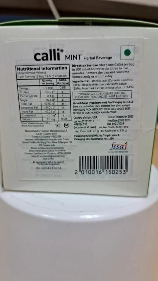 Sunrider Calli Kräutergetränk Minzgeschmack 25 g (10 Stück X 2,5 g)