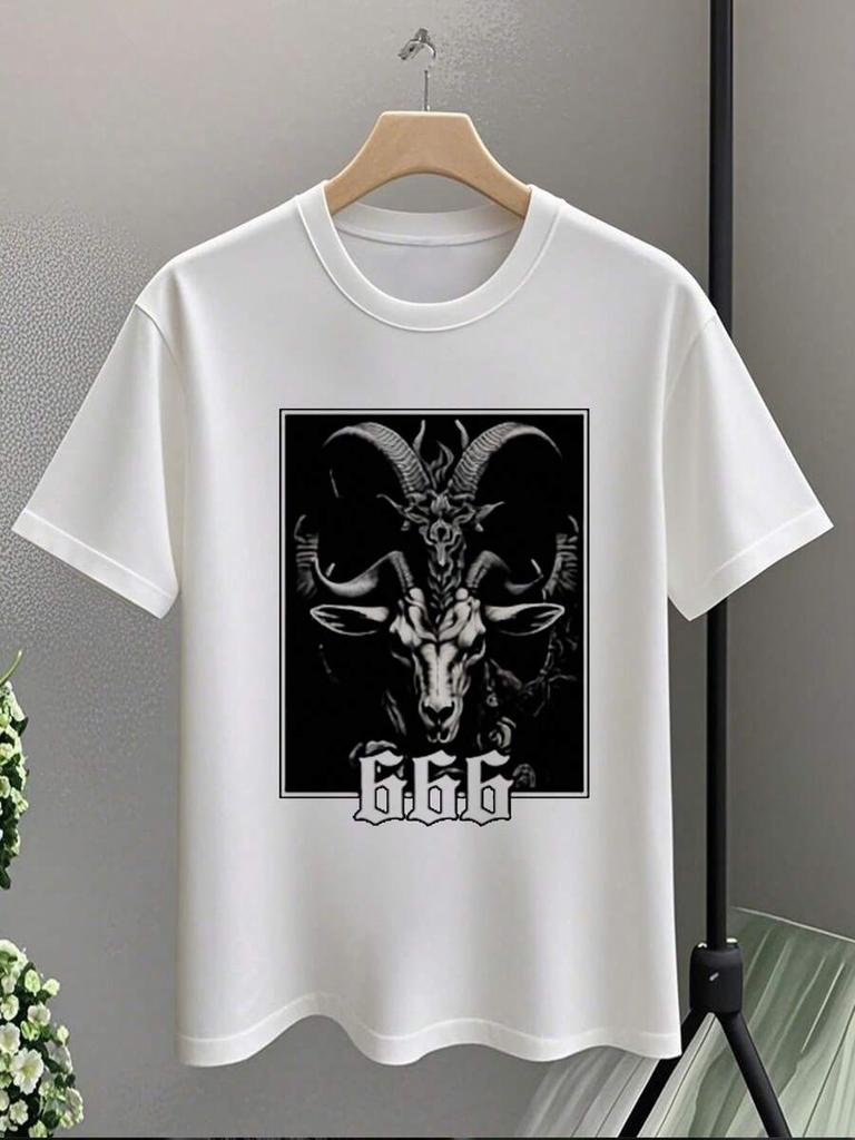 Graphic Retro Unisex's Tshirt Goat 666 Demon Baphomet Satanic Occult