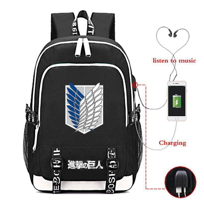 Anime Attack Giant Peripheral Creative Pattern Usb Charging Backpack Versatile Student School Bag one size
