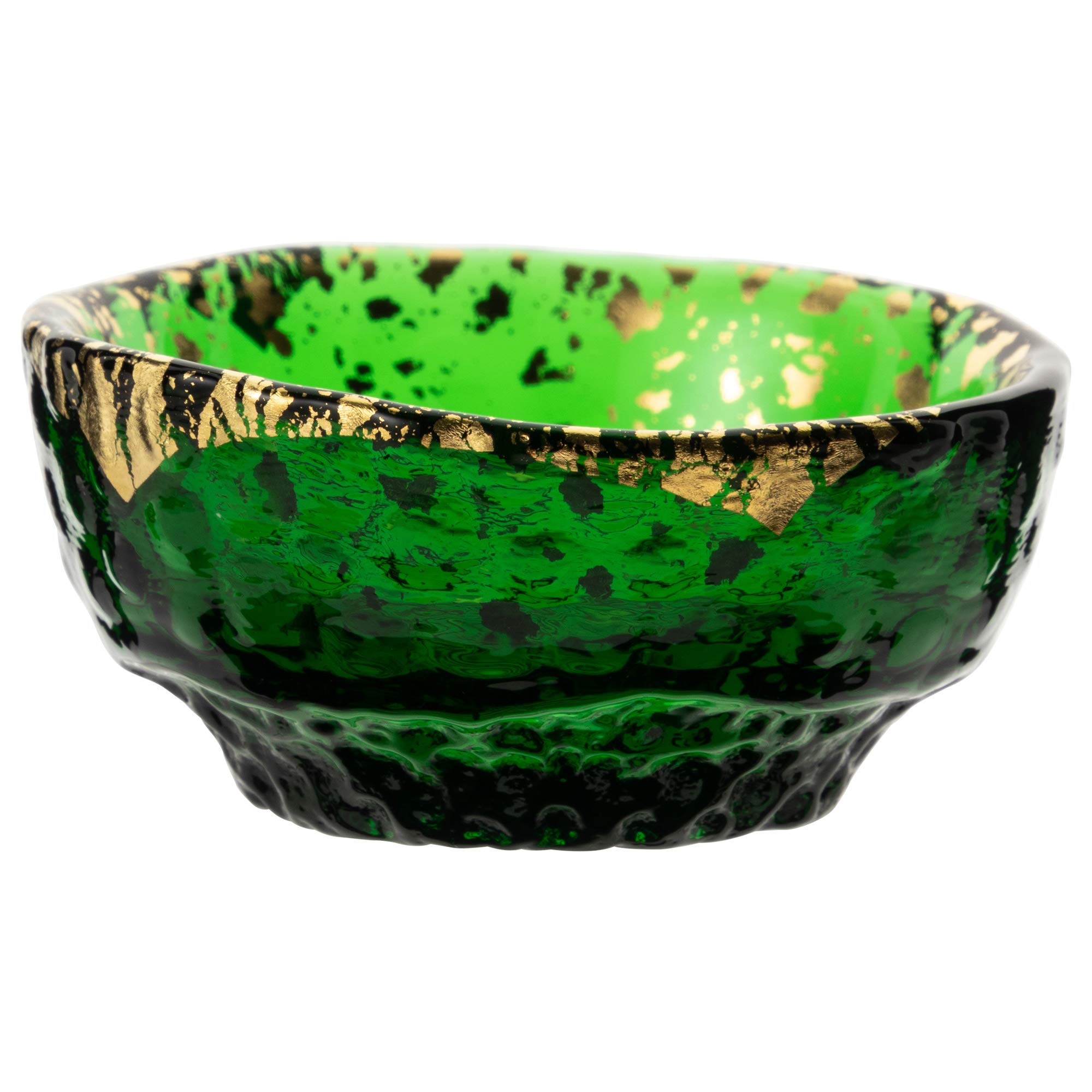

Toyo Sasaki Glassware, Gold Leaf Bowl, Small Plate, Green Finish, Made in Japan, Small Plate, Side Plate, Glass Plate, Tableware, 43250G-HDG