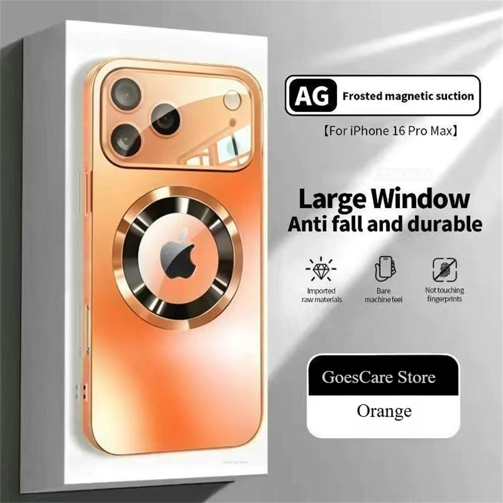 Luxury For iPhone 17 16 15 14 13 12 11 Pro Max Plus Glass Camera Lens Protection Case For Magesafe Magnetic Wireless Charging Phone Cover