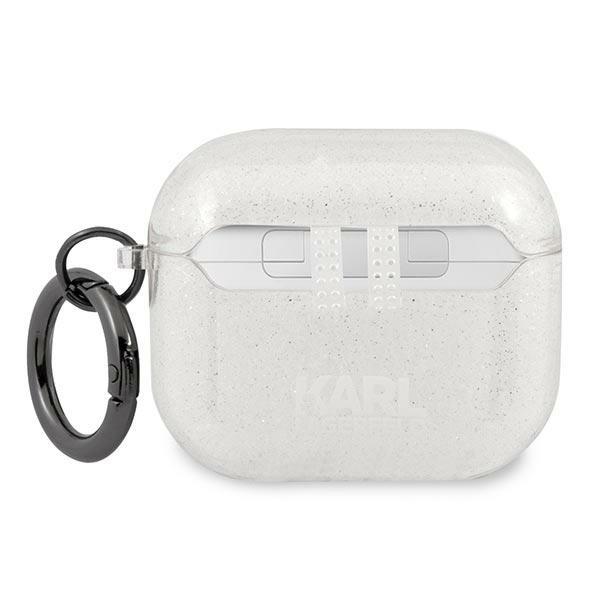 Etui Do AirPods 3 Karl Lagerfeld Glitter Karl's Head Srebrne