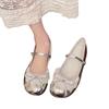 Shallow Single Shoes Spring Bow Flat Bottom Gentle Sweet Lace Lady Shoes Round Head Fashion Women's Shoes