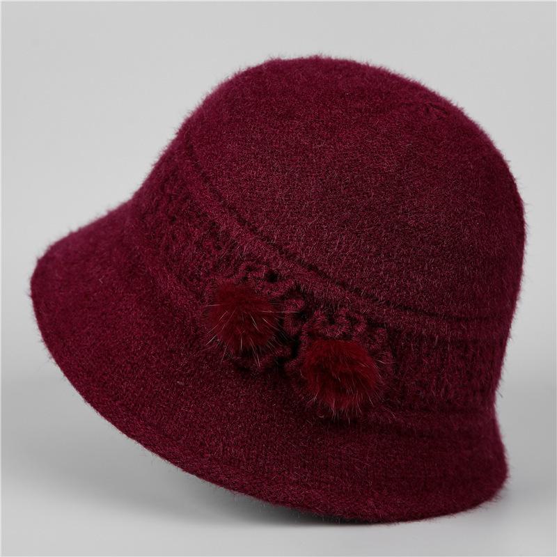 Middle mother hat female winter velvet warm wool hat in the elderly grandma grandma old man cotton hat scarf