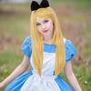 Blond Lang Krullend Haar Synthetische Pruik Alice in Wonderland Filmkarakter Cosplay Pruik voor Vrouwen