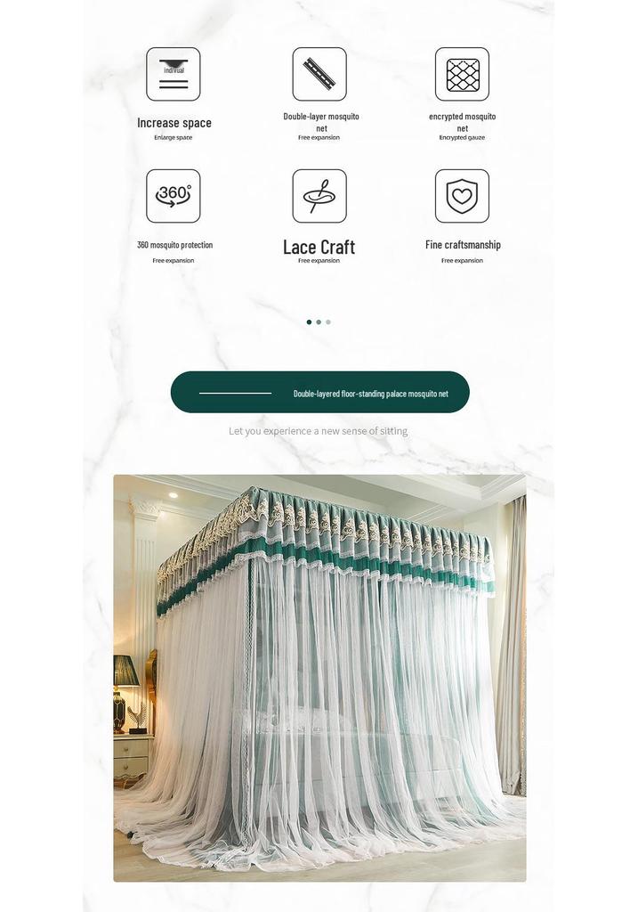 2024 Floor-Standing Double-Layer Palace Style Blackout Princess Mosquito Net with Three Doors