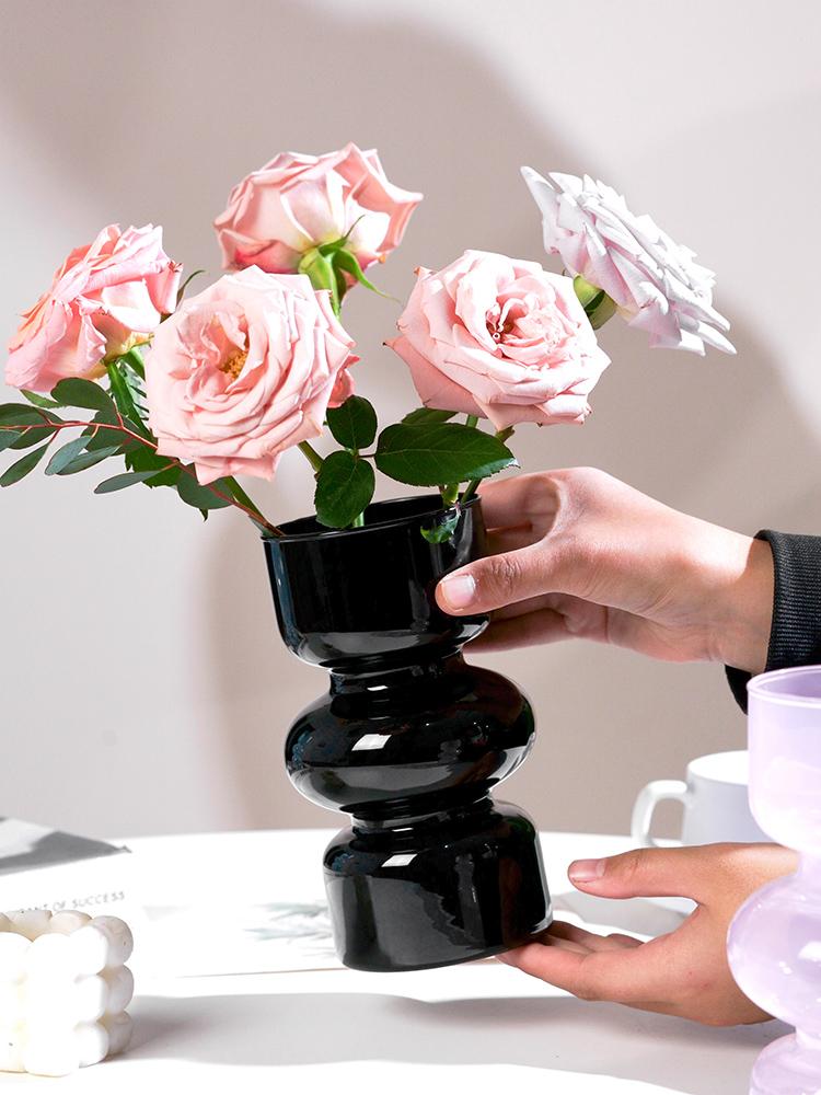 Nordic Simple Luxury Glass Flower Vase Decoration High Aesthetic Value Flower Arranger Home Desktop Decor Props