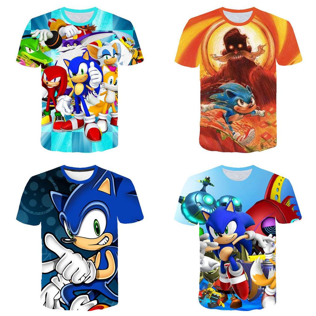 Stylisches Sonic The Hedgehog Kinder T-Shirt Mit Buntem Cartoon-Design Für Jungen Und Mädchen