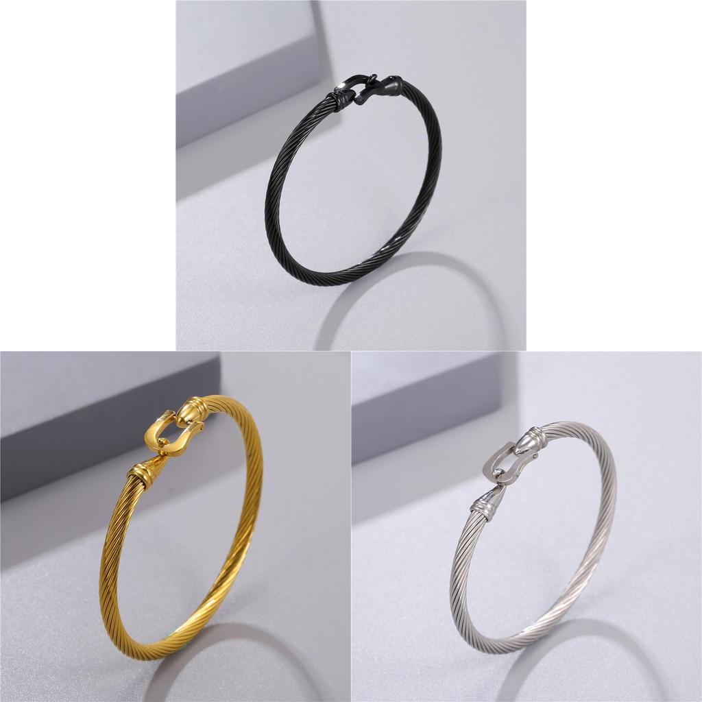No Brand Geometric Titanium Steel Mens Bracelet With Electroplating For Casual Wear