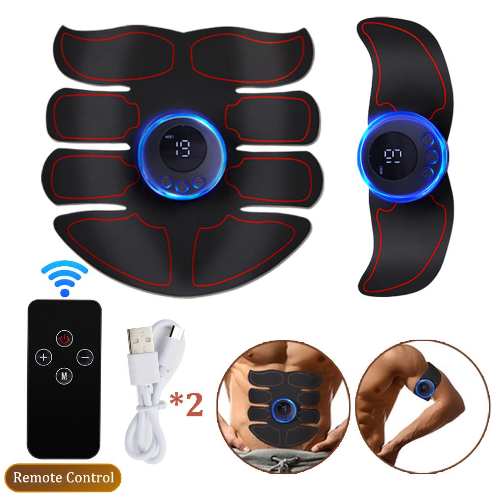 Electric Muscle Stimulator EMS Abdominal Fitness Stickers Rechargeable Body Slim Massager Wireless LCD Display Buttocks Trainer
