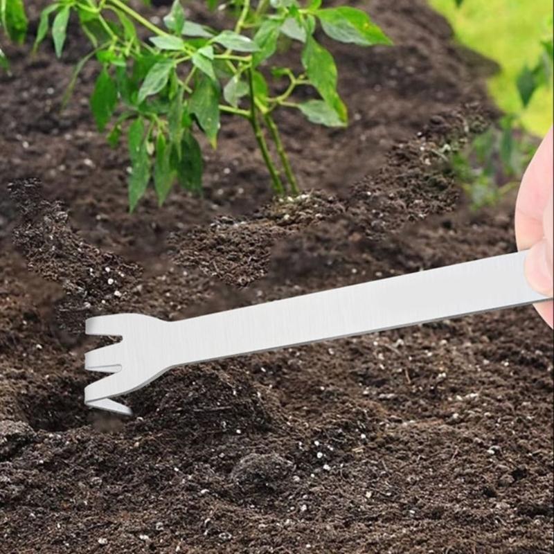 Handheld Rustproof Rakes 3-Prong Stainless Steel Root Rakes Loosen Soil Tool Ergonomic Handle for Gardening Plant
