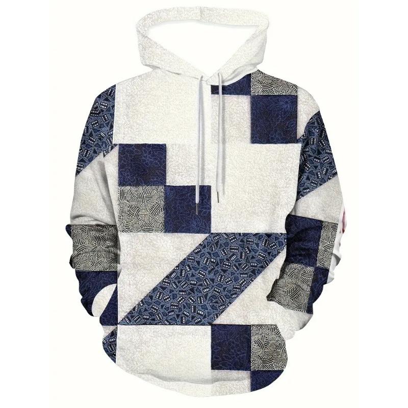 Men's Fashion 3D Printed Hoodie Casual Pullover Kangaroo Pocket Men's Fashion Long Sleeve Sports Hoodie Sweatshirt