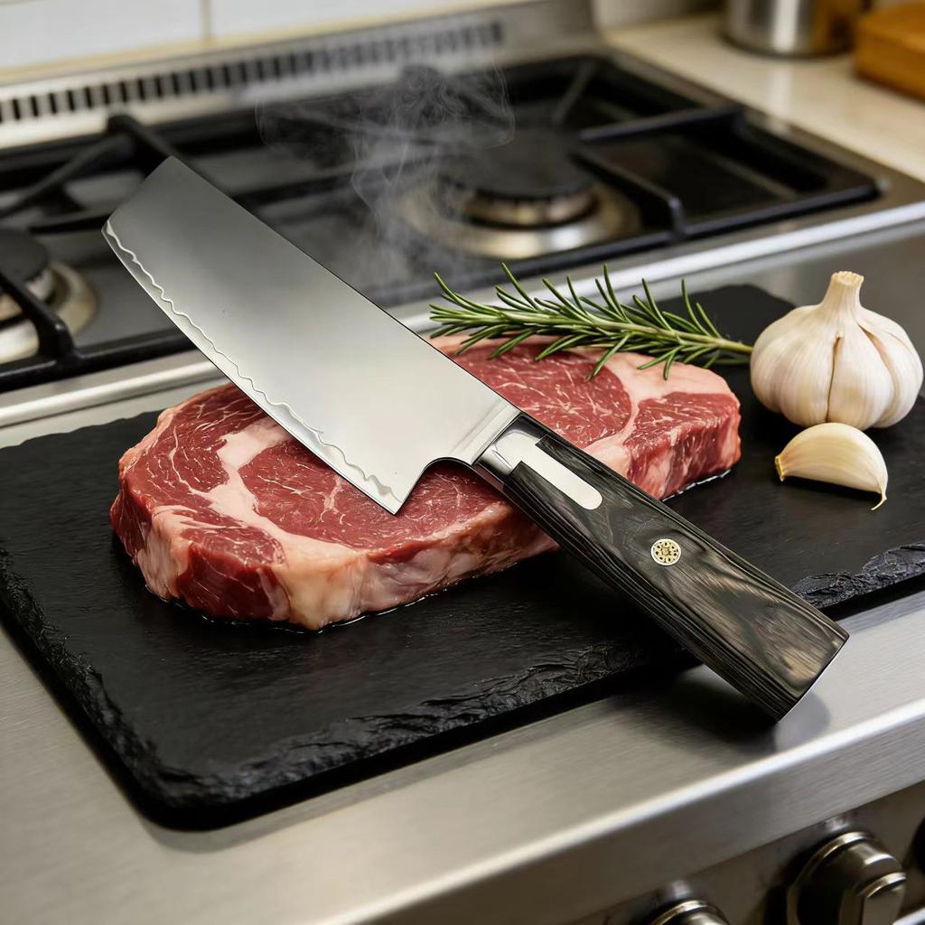 6.7 Inch Nakiri Knife S301 Powder Steel Blade Wood Handle Chef Slicing Vegetables Cleaver Meat Handmade Forged Kitchen Knife