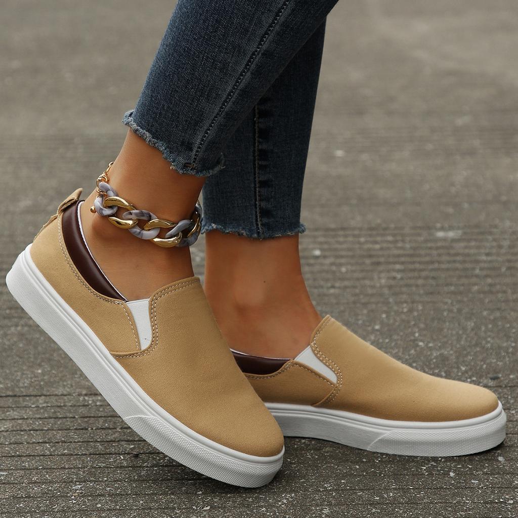 Europäischer und amerikanischer Außenhandel Übergröße Low-Top einfarbig flachsohlige Einzelschuhe Damenfuß passend Lazy Board Schuhe Wunschquelle