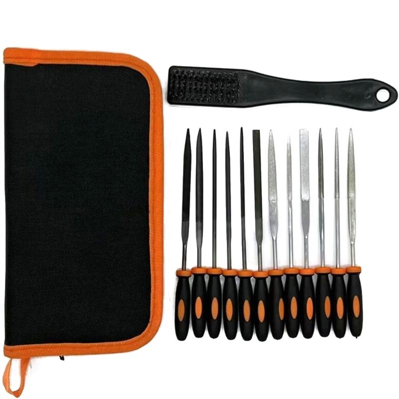 

Надійний набір напилків з 13 предметів з щіткою для чищення. Повний набір напилків зі щіткою для різноманітних потреб формування матеріалів червоний/помаранчевий