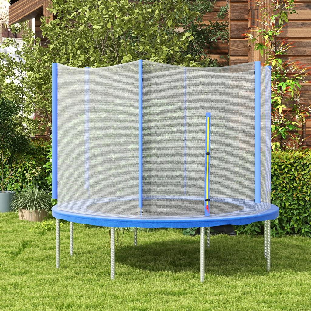 10ft Trampoline Net Replacement with 6 Plastic Pole Covers, Weather-Resistant Trampoline Netting Replacement with Zipped Entrance, Poles Not Included