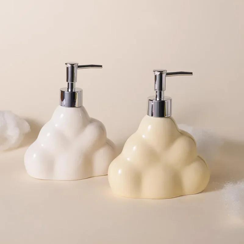 Cloud Shape Ceramic Liquid Soap Dispenser Pressing Bottle Bathroom Shampoo Shower Gel Dispensing Bottle BathroomAccessories Gift