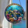 Sea Turtles Stained Window Hanging, 11.81 In Large Acrylic Suncatcher Window Panel Double-Sided Marine Animals Wall Decor for Cafe Home, Gift for