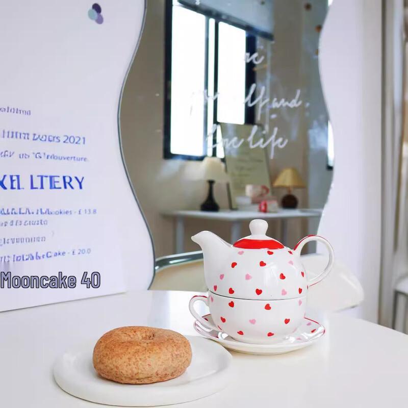 OLOEY Small Heart Ceramic Teapot for One Set