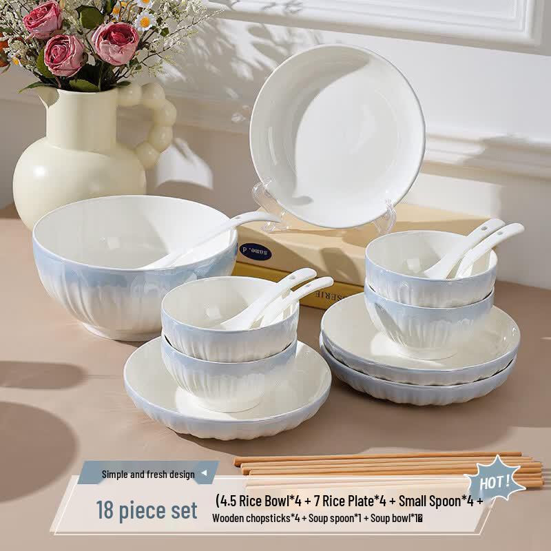 OIMG Rococo Gradient Blue Ceramic Bowl Set