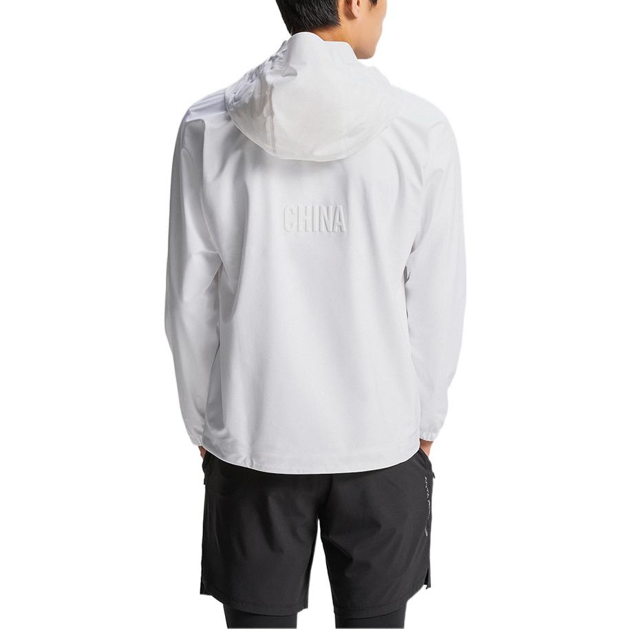 Anta All-Weather Series Logo Print Zip Hooded Woven Jacket Men Jackets White 152130707-1
