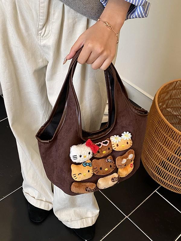 Trendige Niedliche Kätzchen Plüsch Tragetasche: Vielseitige Einzelschultertasche für Mädchen