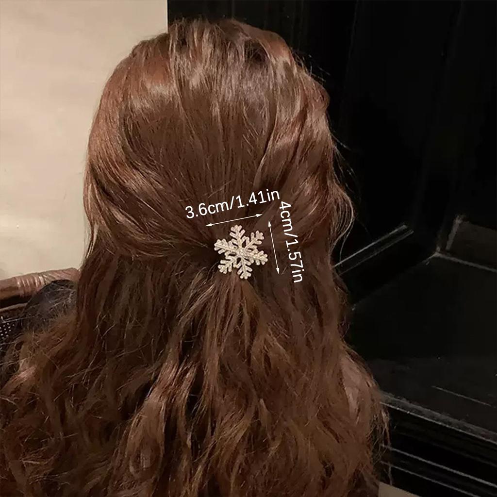 2pcs Christmas Autumn Winter Super Glitter Rhinestone Snow Hair Clip Hair Accessories for Women to Wear