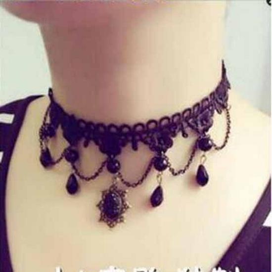 Handmade Black Lace Crystal Clavicle Necklace - European & American Popular Jewelry