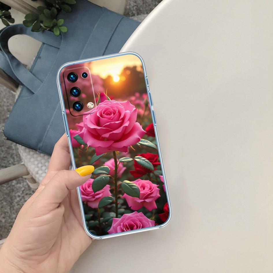 LO15 Beautiful Roses Flower Soft Shell Transparent Phone Case for Motorola Moto G7 G8 G9 G84 G85 G73 G24 G15 Z2 Play Power Plus