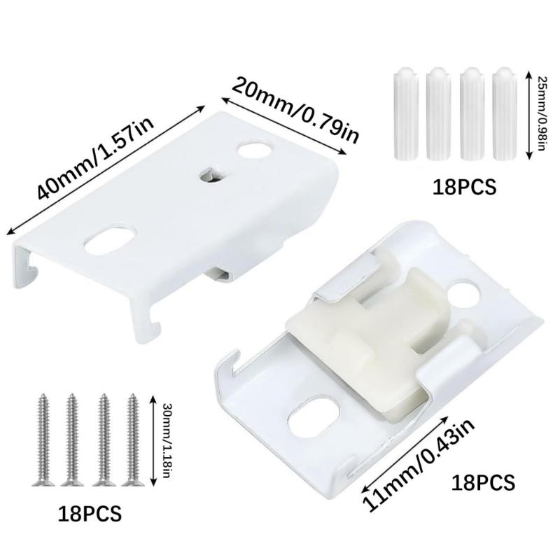 18Pcs Curtain Track Mounting Bracket Metal Curtain Support Brackets Ceiling Curtain Track Hardware Easy Installation
