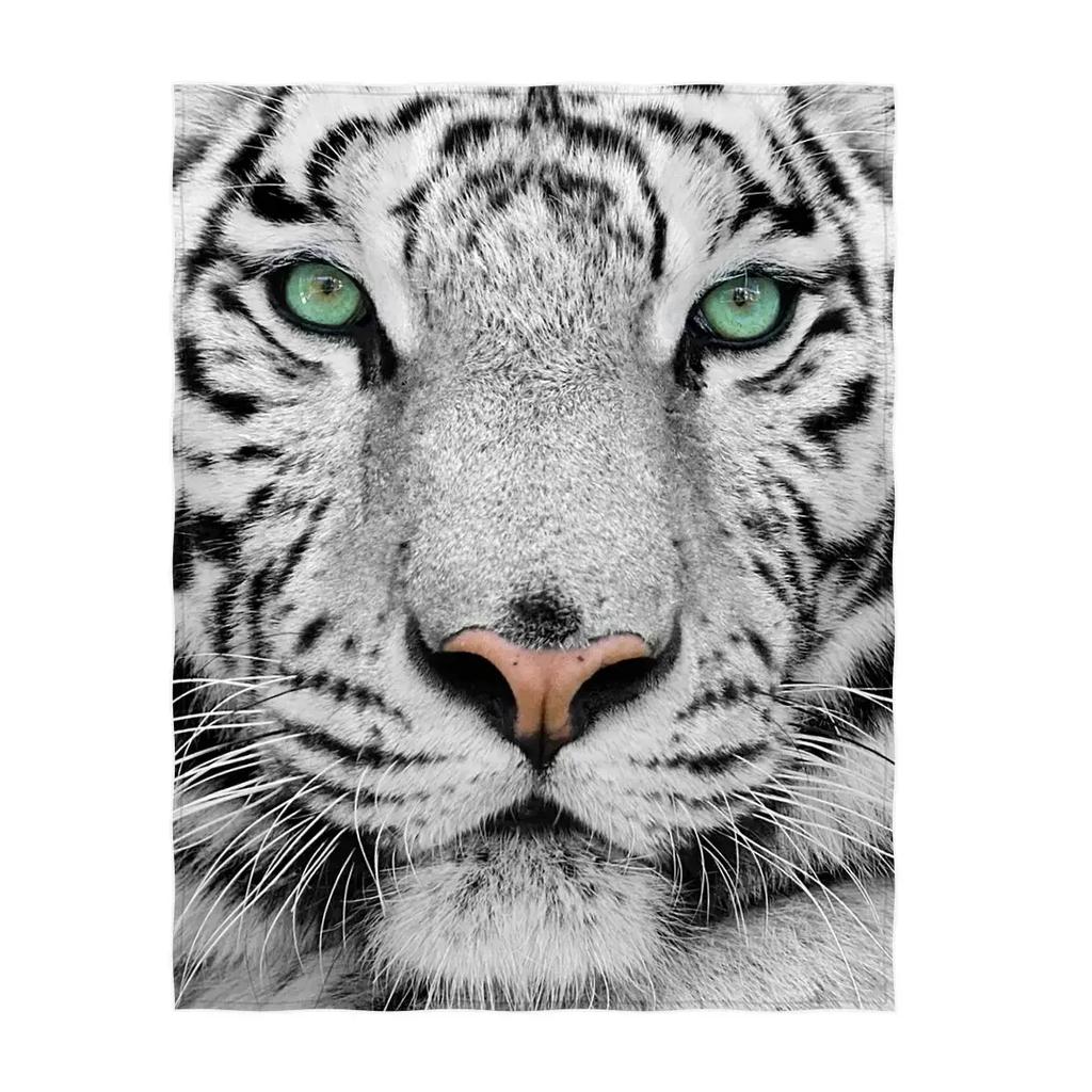Realistic Tiger Skin Blankets Flannel Textile Decor Animal Print Skin Animal Portable Warm Throw Blankets for Bed Rug Piece King