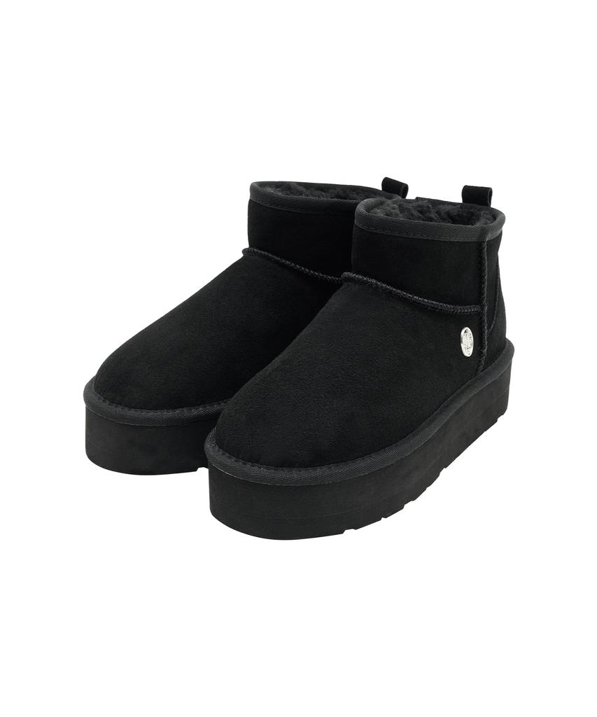 Marith + Franois Girbaud W Circle Logo Platform Suede Short Boots Black