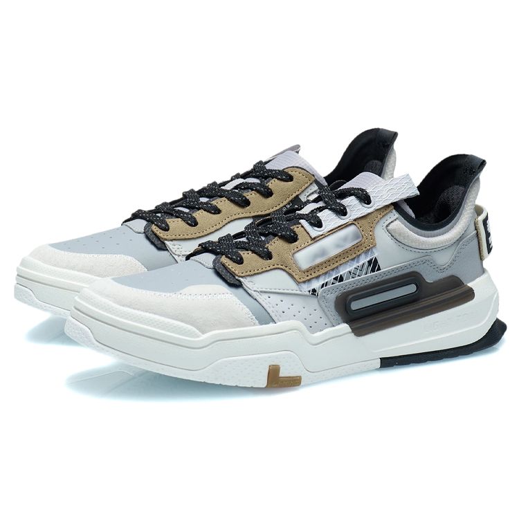 Li-Ning Geek Reflektierende Rutschfeste Abriebfeste Low-Top Skateschuhe Herren Sneakers Schneegrau AGCR119-2