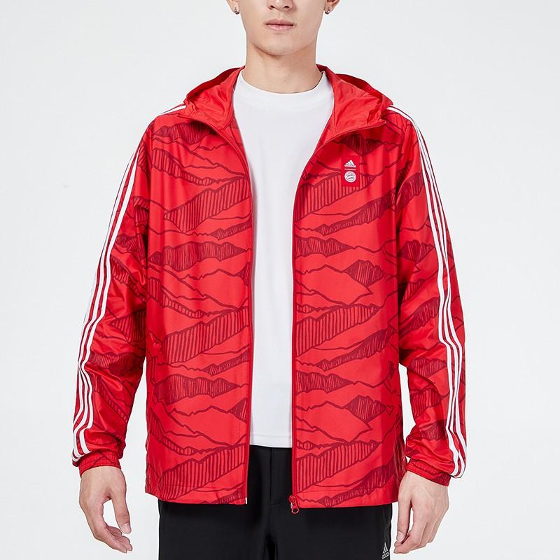 Adidas Soccer Training Windbreaker Quick-Dry Casual Hooded Jacket Men Jacket Red GR0683
