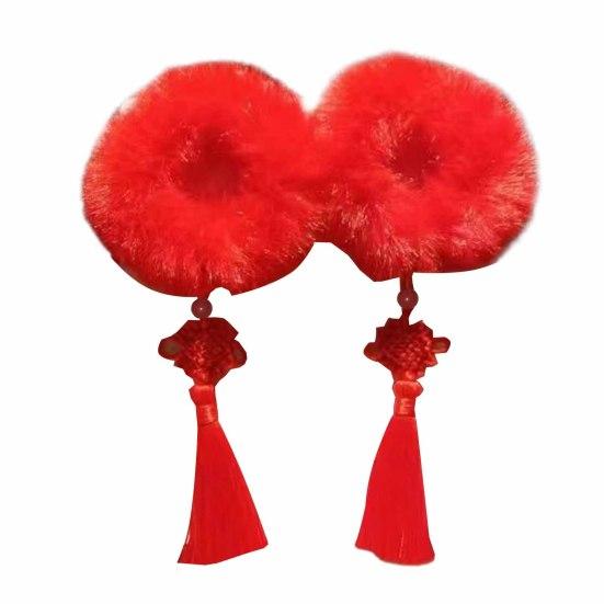 

Резинки для волос красные подарки высокая эластичность очаровательные китайские новогодние детские резинки для волос Round