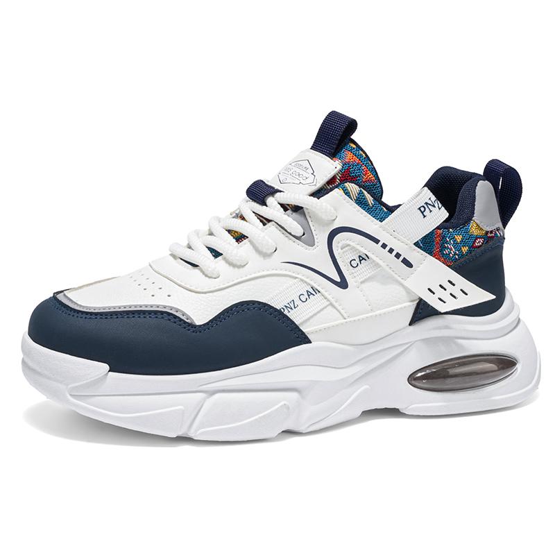 New Spring Versatile Low Top Fashionable Board Shoes Trendy Shoes Leather Surface Sports Shoes Trendy Color blocked Popular Men s Shoes 39 синий