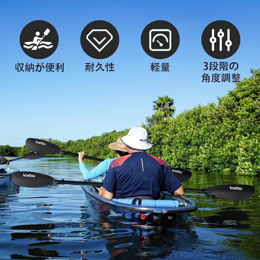 KOETSU Inflatable Kayak, Double-Headed Aluminum Alloy Paddle, 4-Stage Inflatable Paddleboard, Seat Paddle for Surfboards