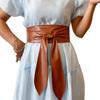 Waist Belt Obi Belt Knotted Self Tie Wrap Belt for Wrap Dress Halter Dress Wide Cinches Belt Soft PU Tie Up for Girls