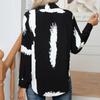 Fashion Abstract Art Print Blouse Women Button Up Loose Long Sleeve Shirts Turn Down Collar Elegant Office Lady Tops Clothes 29728