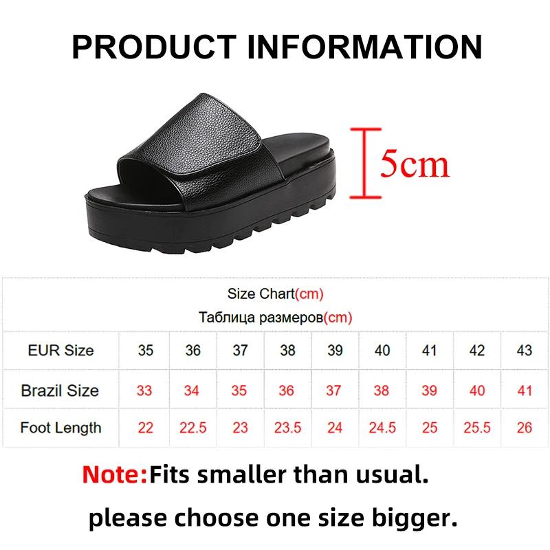 Rimocy Black PU Leather Platform Slippers Women Plus Size 43 Thick Soled Sandals Woman 2025 Summer Non-slip Slides Shoes Female