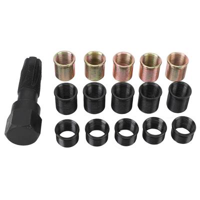 Kit de réparation de filetage de bougie d'allumage 16 pièces M16x1.25 Taraud Outil de retaraudage Réparation de filetage de bougie d'allumage