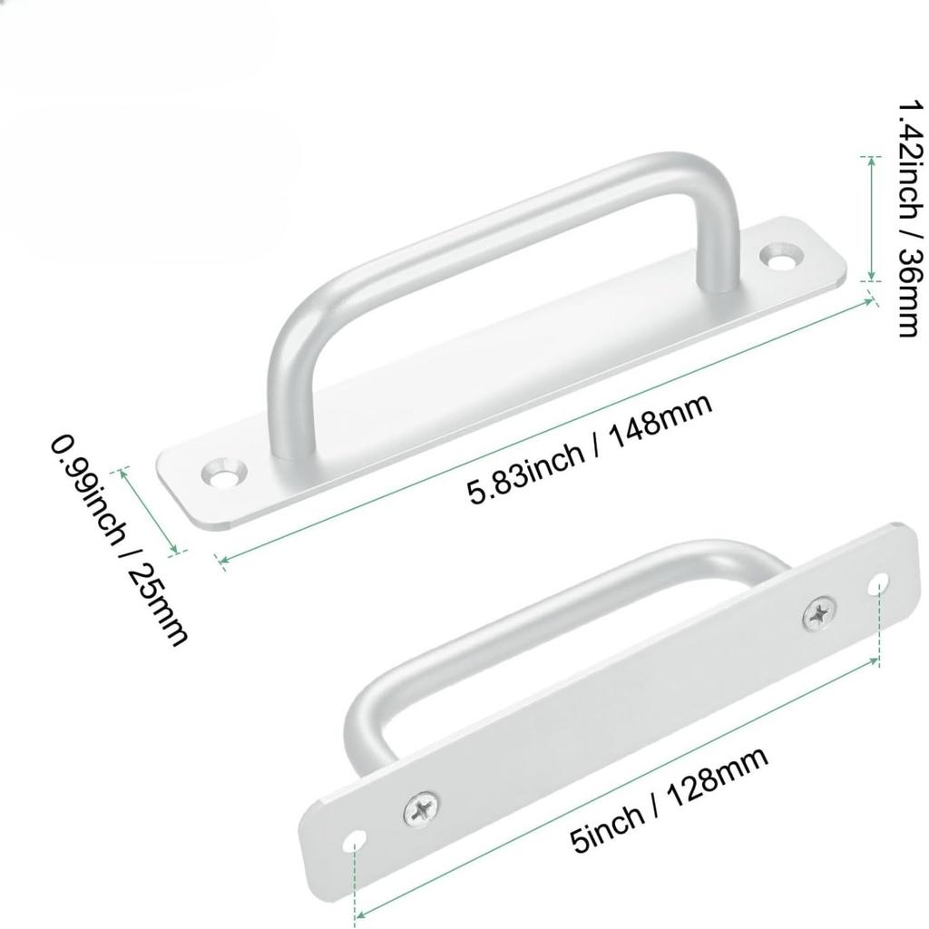 2pcs Sliding Barn Door Handle, Aluminium Alloy Cabinet Door Handle Hardware for Wardrobe Cupboard Closet Garage Shed with Screws