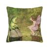 Custom Fairy Vintage Frogs And Fairies Pillow for Sofa Cute Frog Modern Cushion Cover Square Pillowcase