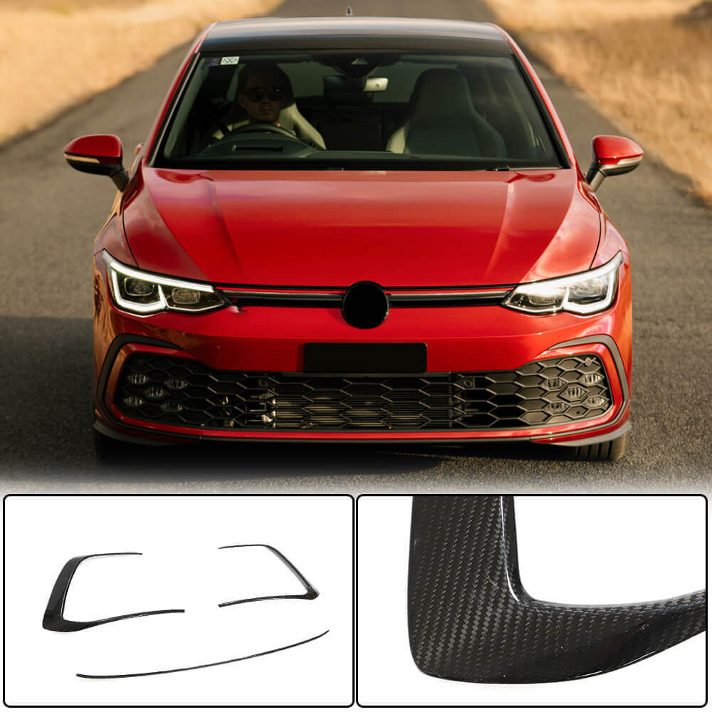 

Накладки на передній бампер (для GTI HB, Сухой карбон) для Volkswagen Golf 8