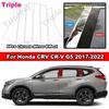 For Honda CRV CR-V Gen 5 2017- 6Pcs Glossy Black Car Window Door B C Pillar Post Cover Trim Carbon Fiber Chrome PC Sticker